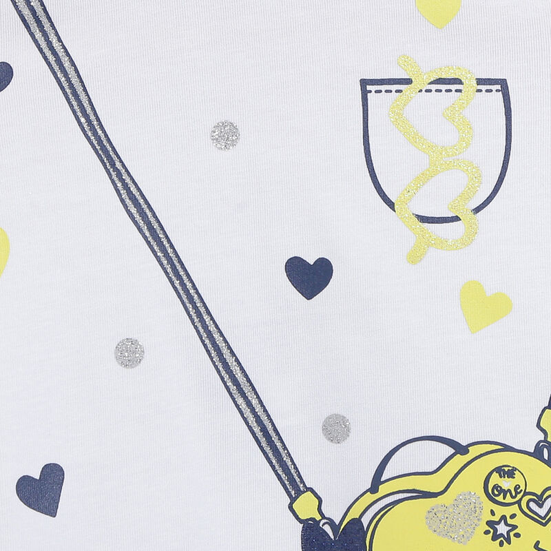 Girls White Printed Short Sleeve T-shirt image number null